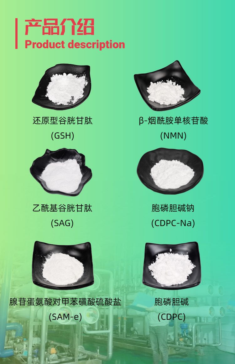 古特生物產(chǎn)品系列：還原型谷胱甘肽GSH、乙?；入赘孰腟AG、煙酰胺單核苷酸NMN、胞磷膽堿鈉CDPC-Na、腺苷蛋氨酸對甲苯磺酸硫酸鹽SAMe